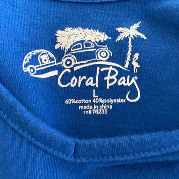 Coral Bay Holiday Royal Blue Top with Pink Flamingos Large - Picture 6 of 6